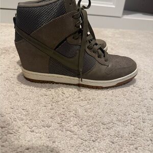 Nike Women's Wedge Sneakers - Dark Gray and Olive